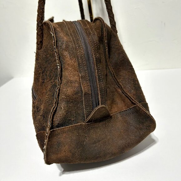 Hobo International Vintage Brown Leather Tote Bag With Braided Straps - Picture 8 of 14